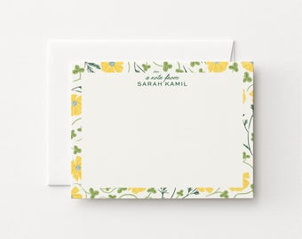 Juego de tarjetas de felicitación florales personalizadas, papelería a medida