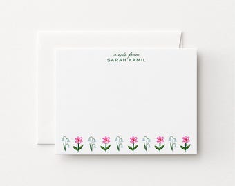 Juego de tarjetas de felicitación florales personalizadas, papelería a medida