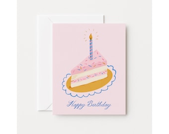 Cake Birthday Card: Illustrated Greeting Card with Candle