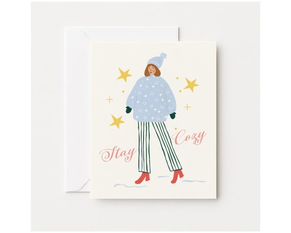 Stay Cozy Christmas Card with Envelope (Blank Inside)