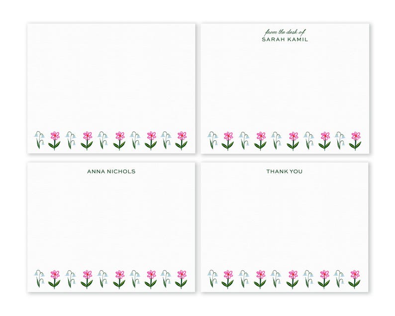 Personalized Floral Notecard Set, Custom Stationery - Etsy