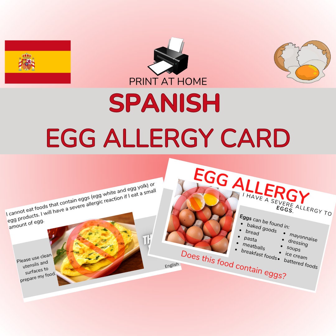 Printable Spanish Egg Allergy Card Food Allergy Card Etsy