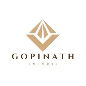 Puede incluir: El logotipo de Gopinath Exports presenta un dise&ntilde;o de diamante geom&eacute;trico en tonos dorados y beige. El nombre "GOPINATH" est&aacute; encima de "EXPORTS" en una fuente serif, todo sobre un fondo blanco. El logotipo es simple y elegante.