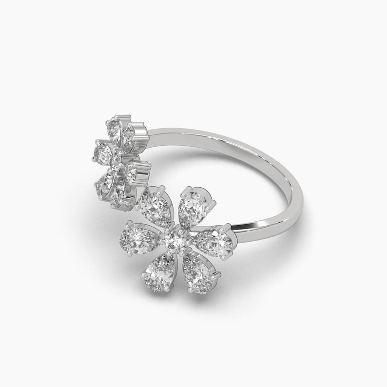 White gold round solitaire ring with diamond shank 3D render