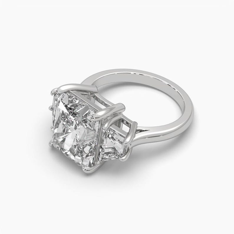 White gold diamond engagement ring side profile CAD render
