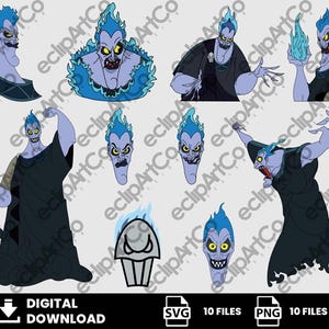 10 Clipart – Skurkar Svg, Hades Png, Hades Svg, Hercules Svg, Hercules Png, Skurkar Png, Digital Nedladdning