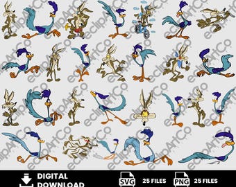 25 Clipart - Animated Digital, Coyote Png, SVG, PNG, Adorable Designs, Cutting Files, Cricut, Silhouette, Sublimation, Digital Download