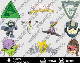 10 Clipart - Skurkar Png, Superhjältar Svg, Spidey och hans fantastiska vänner Png, Spidey Png, Spin Png, Ghost Spider Png, Digital Nedladdning
