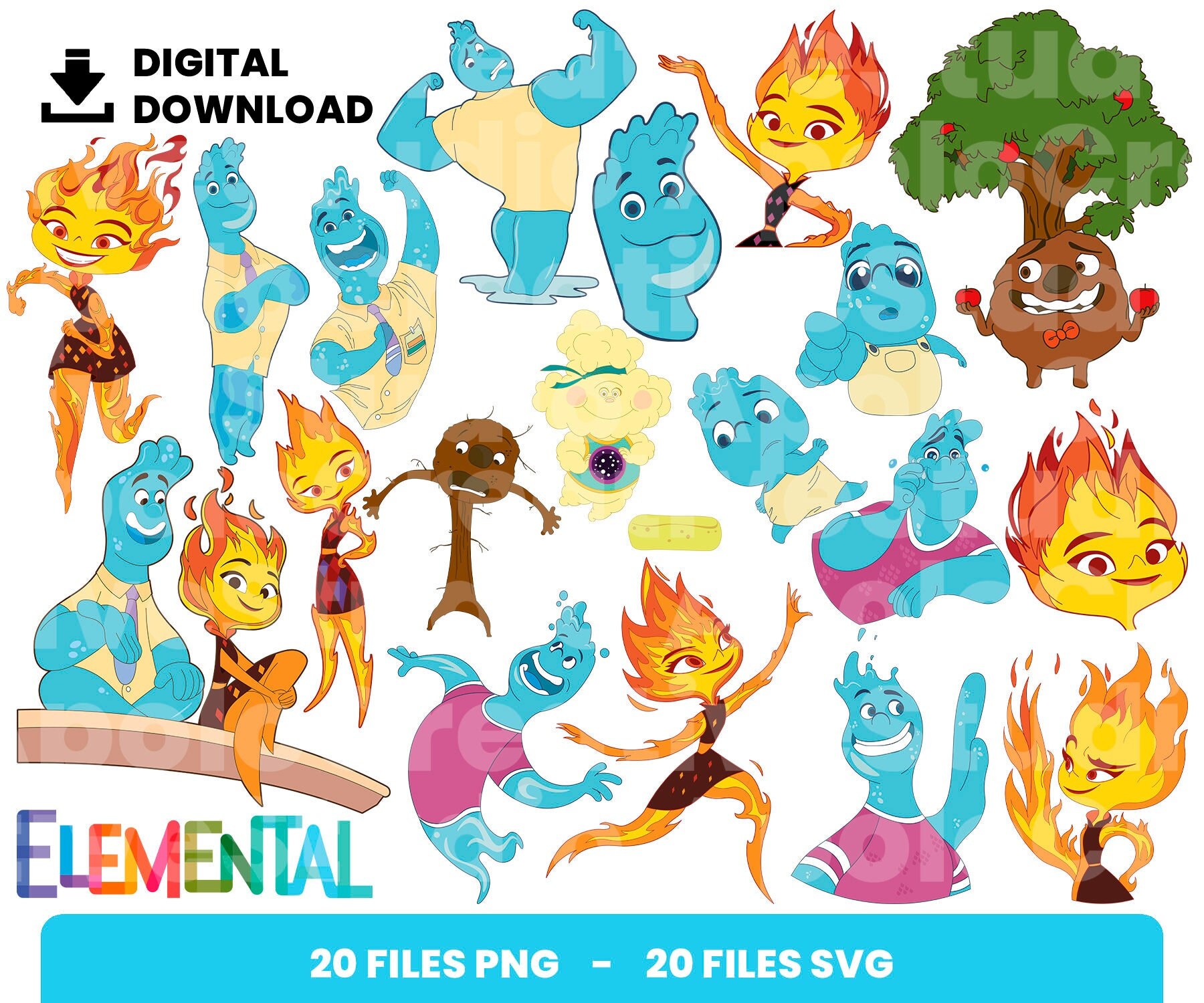20 Clipart Bundle Layered Svg Elemental Svg Elements - Etsy Australia