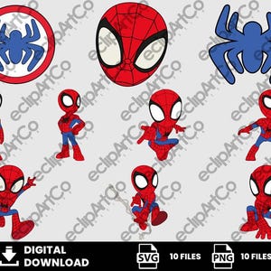 10 Clipart - SuperHeroes Svg, Spidey and his Amazing Friends Png, Spiderman Png, Peter Parker Png, Spidey Png, Digital Download