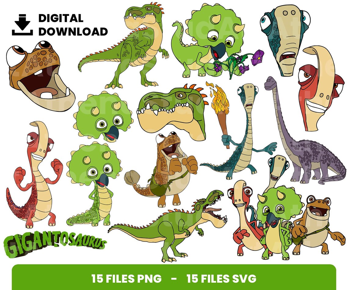 15 Clipart Bundle Layered SVG Gigantosaurus SVG - Etsy.de