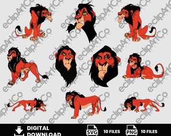 10 Clipart – Schurken Svg, Scar Svg, Scar Png, Schurken Png, Der König der Löwen Svg, Der König der Löwen Png, Digitaler Download