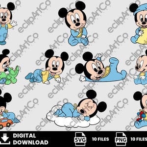 10 Clipart - Baby Shower, Baby Mickey, Baby Mickey Svg, Baby Mickey Png, Mickey Svg, Mickey Png, Digital Download