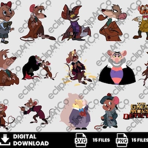 15 Clipart - Der große Mäusedetektiv Svg, Der große Mäusedetektiv Png, Professor Ratigan Png, Film Png, Digitaler Download