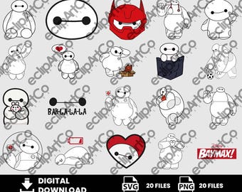 20 Clipart - Baymax, Big Hero 6 Png, Big Hero 6, Love, Baymax SVG, Baymax PNG, T-shirt design, Big Hero 6 Svg, Svg Png, Digital Download