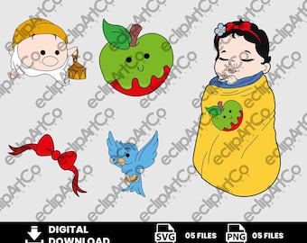 05 Clipart - Baby Shower Svg, Baby Princess Png, Baby Snow White Png, Snow White Png, Digital Download