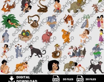 30 Clipart - The Jungle Book Svg, The Jungle Book Png, Mowgli Png, Bagheera Png, Shere Khan Png, Baloo Png, Movie Png, Digital Download