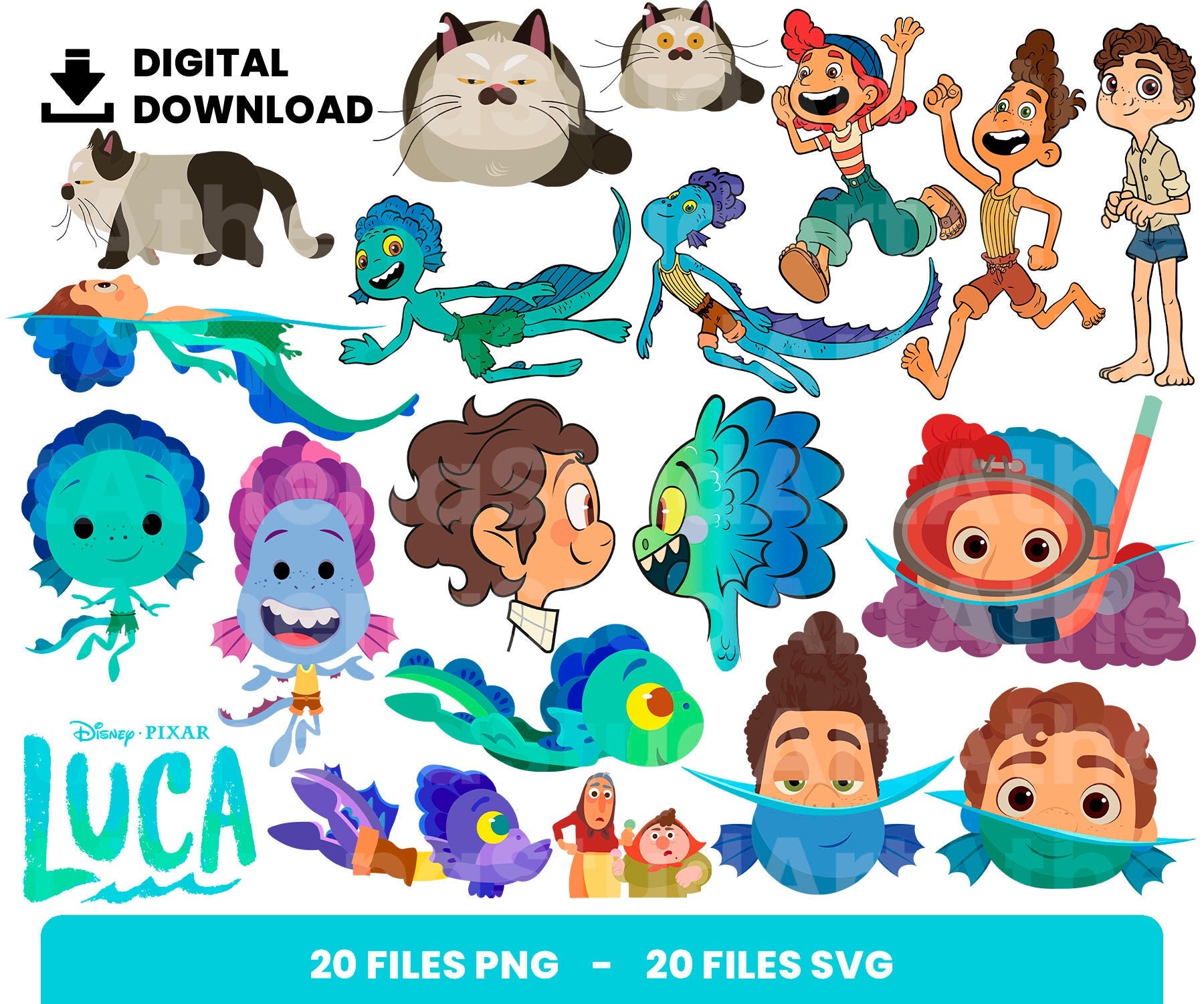 Luca Svg Clip art Files, Luca Paguro, Disneyland Ears, Digit