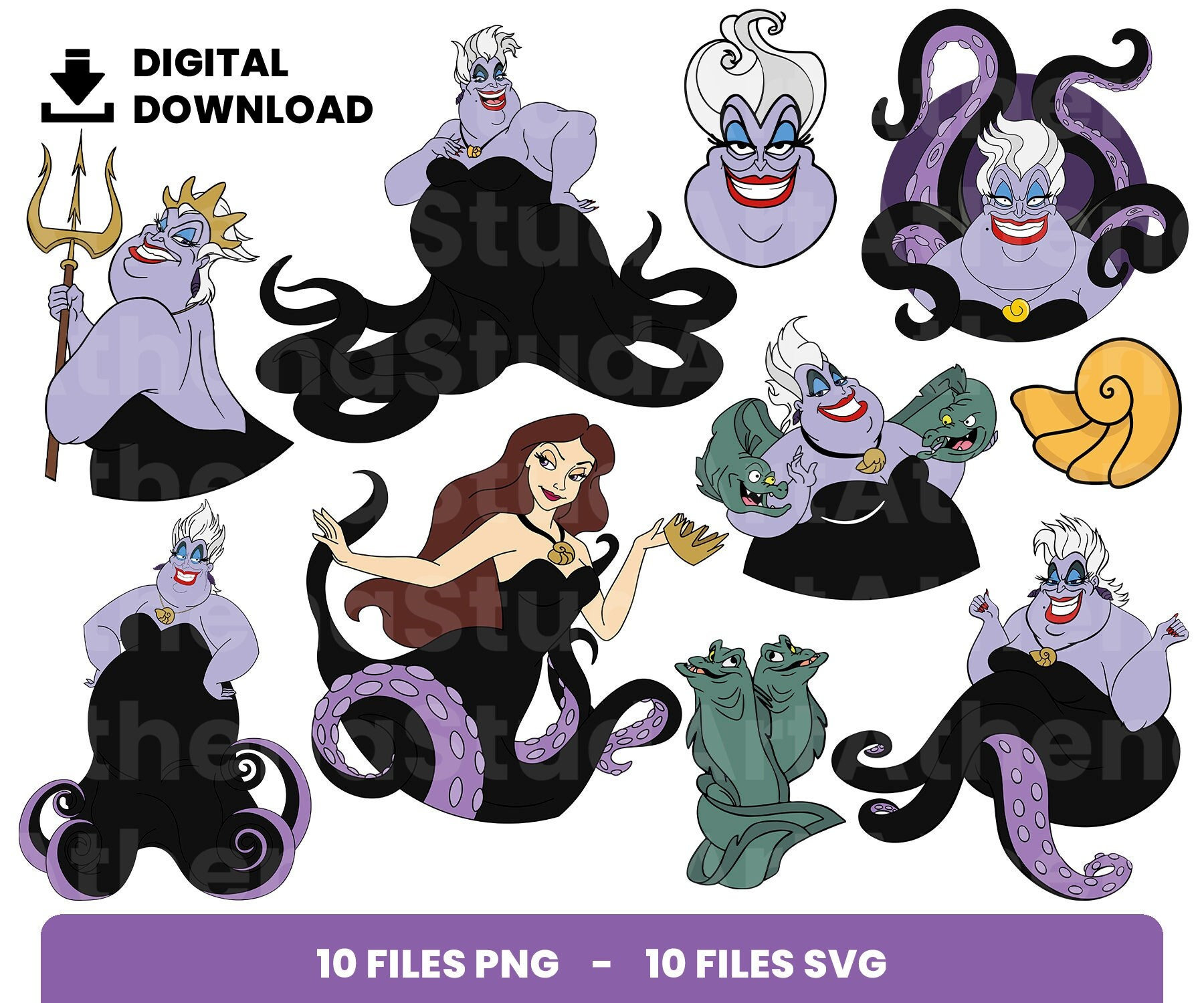 10 Clipart Bundle Layered Svg Ursula Svg Mermaid Svg - Etsy Canada
