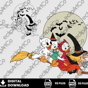 02 Clipart - Halloween Svg, Huey, Dewey, and Louie Halloween, Donald Duck Svg, Halloween Png, Digital Download