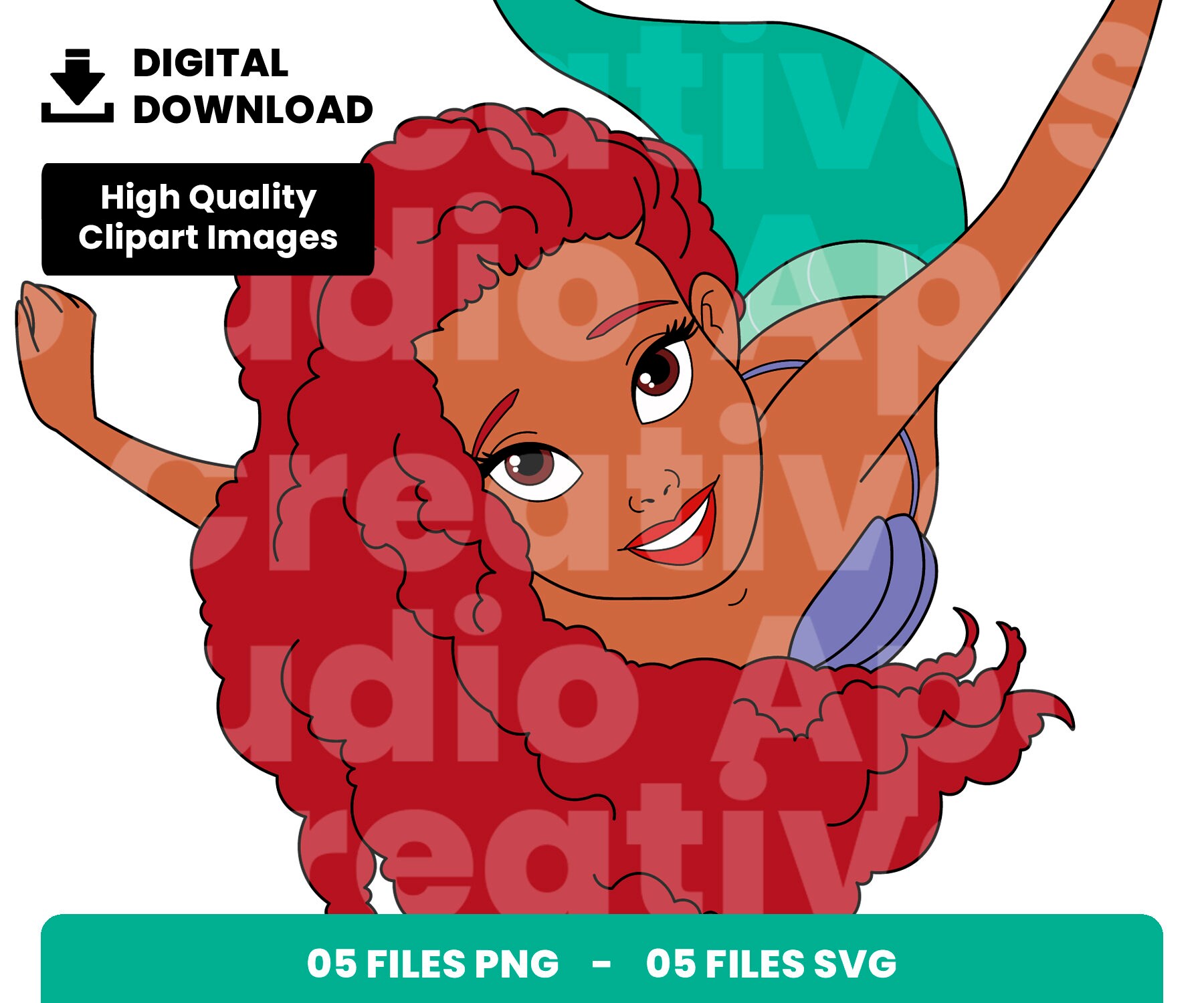 05 Clipart Bundle Layered Svg Ariel Afro Svg Afro Svg - Etsy