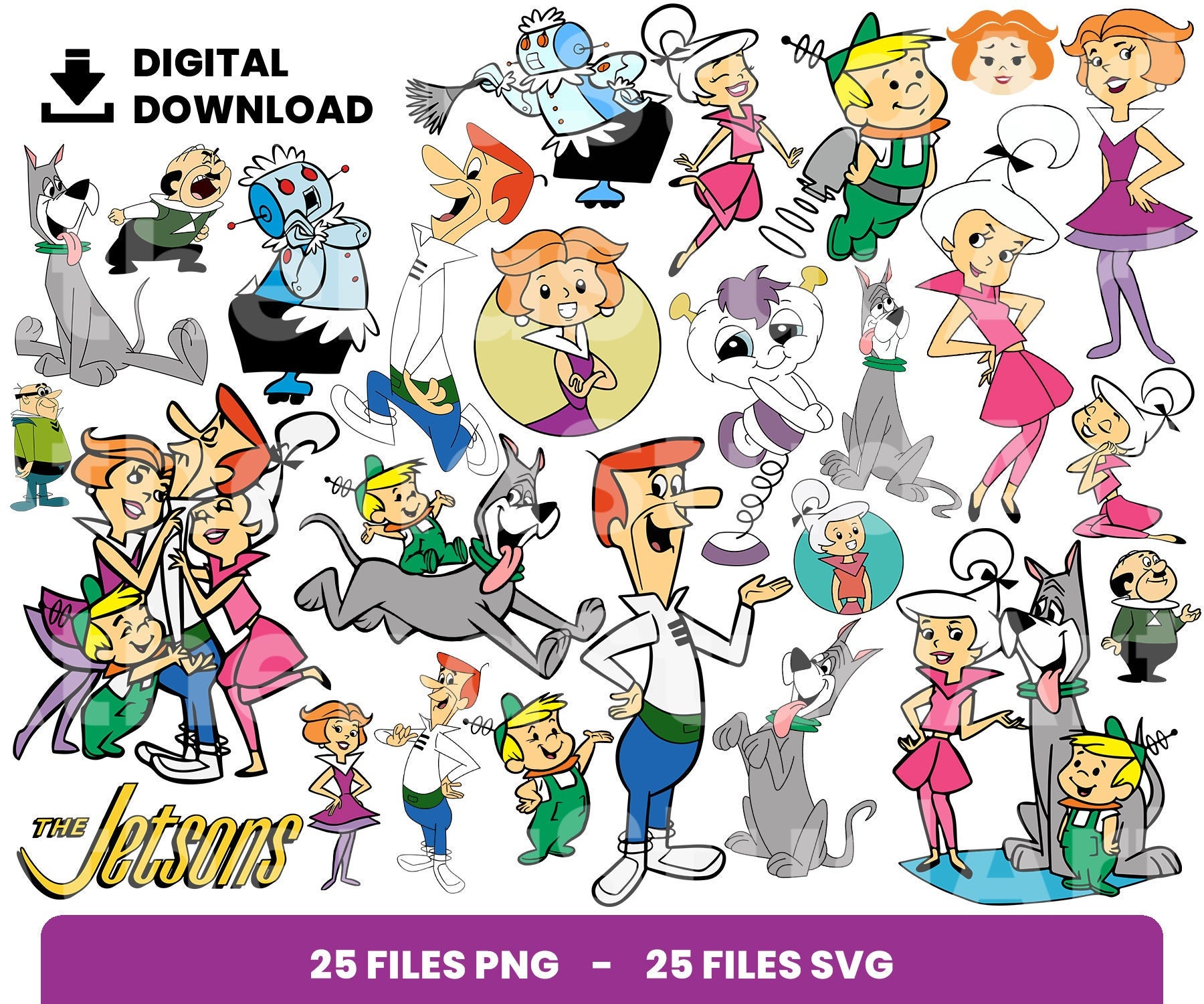 25 Clipart Bundle Layered Svg the Jetsons Svg Children - Etsy