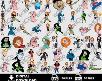 25 Clipart - Kim Possible Svg, Kim Possible Png, Rufus Png, Shego Png, Dr Drakken Png, Ron Stoppable Png, Cartoon Png, Digital Download