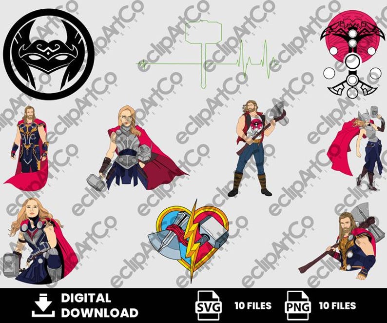 Thor Simple Graphics 10 Clipart – Thor Svg, Mighty Thor Svg, Thor Png, Superheroes Svg ...