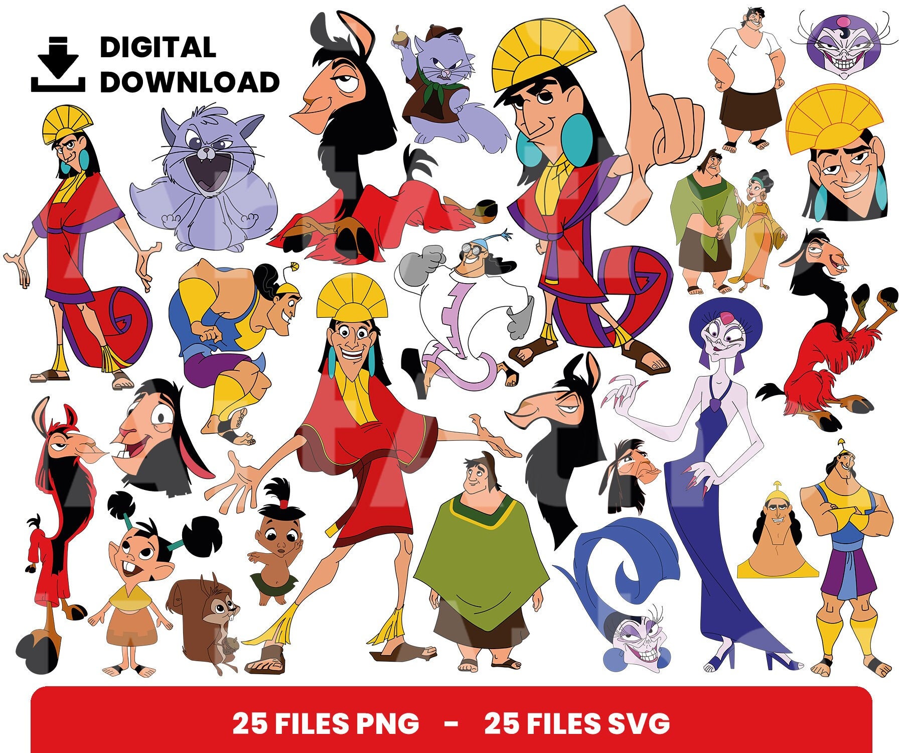 25 Clipart Bundle Layered Svg the Emperor's New Groove - Etsy Australia