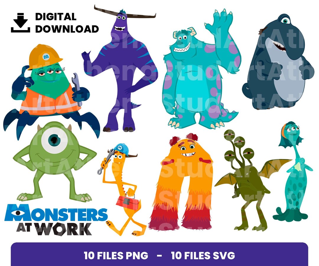 Layered Monster 10 Clipart Bundle Layered Svg, Monsters at Work Svg, Monster Svg, Movie ...