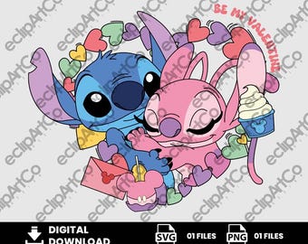 01 Clipart – Valentijnsdag Stitch en Angel Png, Stitch en Angel Love Png, Valentijnsdag Png, Stitch, Angel, SVG, Png, Digitale Download