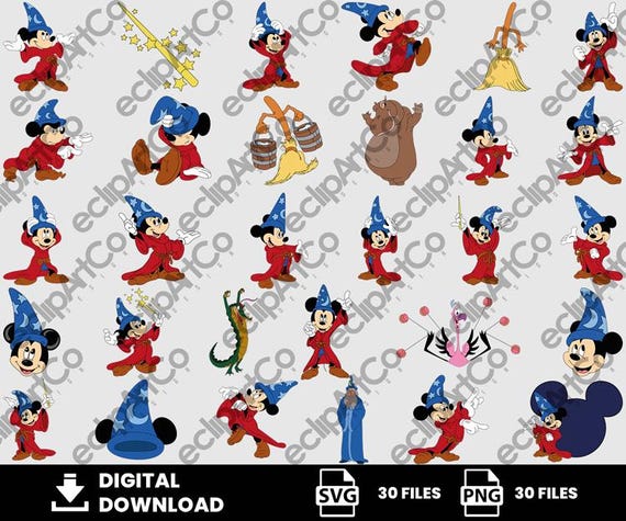 30 Clipart - Fantasía Mickey Svg, Fantasía Mickey Png, Fantasía Png, Mickey Png, Movie Png, Digital Download