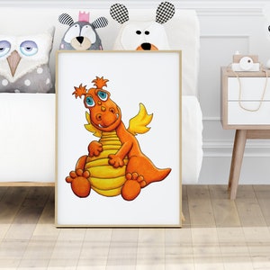 Sunny Scales - Brillanter Drache Kunstdruck - Lebendiges Drachen Kunstwerk, Fabelwesen Poster - Kinderzimmer oder Kinderzimmer - Geburtstagsgeschenk