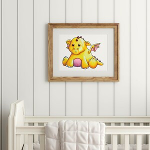 Ember the Adorable Dragon -Kunstdruck für Kinderzimmer & Kinderzimmer - Perfekt für eine Babyparty oder ein Geburtstagsgeschenk