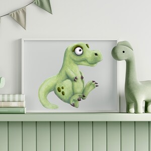 Winziger T-Rex Dinosaurier Kunstdruck - Toby der liebenswerte Dino - Niedliches Kinderzimmer & Kinderzimmer Kunstwerk Geschenk - Perfekt für Geburtstag oder Baby Shower Geschenk
