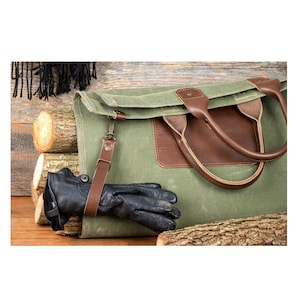 Suporte para lenha personalizado em couro e lona encerada, suporte para toras resistente, decoração para lareira