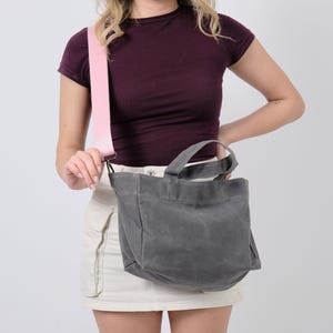 Waxed Canvas Crossbody Tote Bag / Vegan, Minimalist, Durable Crossbody Bag / 2 Sizes / Personalized Option