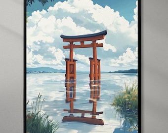 Japanese Torii Gate Print – Ghibli Anime Wall Art (A3 Size)