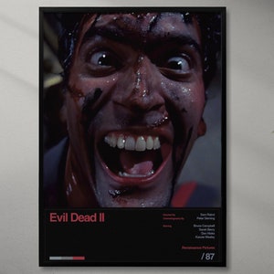 Evil Dead II Vintage Movie Poster - Bruce Campbell - Sam Raimi - Cult Horror Classic - Retro Art Print - Horror Comedy - Gift Idea