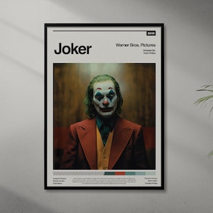 Joker Vintage Movie Poster - Crime Drama - Joaquin Phoenix - Retro Art Print - 2019 Film - Home Decor for Movie Fans - Gift Idea - A2 Print