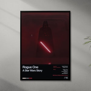 Rogue One - A Star Wars Story Movie Poster - Darth Vader - Retro Minimalist poster art - Sci Fi , Fantasy , Vintage art - Wall Decor , gift