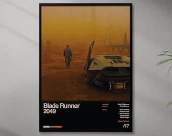 Blade Runner 2049 Poster - Retro Minimalist Movie poster art - Vintage art - Wall Decor - Sci fi , Neo Noir , Ryan Gosling , Gift Idea