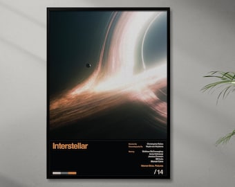 Interstellar Movie Poster -  Matthew McConaughey , Anne Hathaway , Sci Fi , Retro Minimalist poster art - Vintage art - Gift Idea