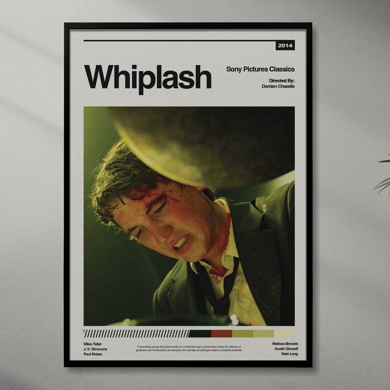 Whiplash Retro Movie Poster A2 Print 2014 Drama Film Miles Teller Jazz Music Drummer Vintage Art