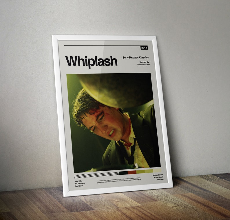 Whiplash Retro Movie Poster A2 Print 2014 Drama Film Miles Teller Jazz Music Drummer Vintage Art