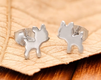Sterling Silver Puppy Stud Earrings: Minimalist Dog Lover Gift