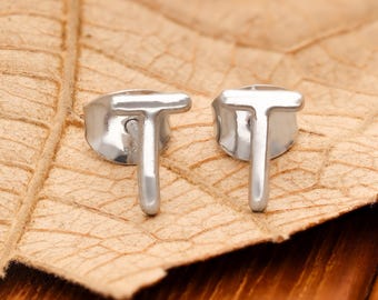 Sterling Silver Initial T Stud Earrings: Minimalist Monogram Jewelry