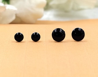 Black Round Stud Earring Silver Stud Earrings 925 Simple Jewelry Enamel Stud Handmade Gift for Black Lover Jwelery for Mother Daughter