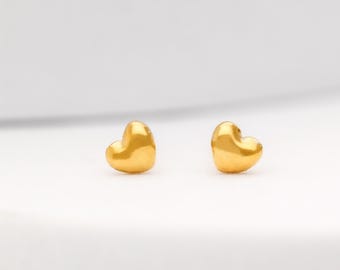 925 Sterling Silver Tiny Heart Stud Earrings Valentine's Day Jewelry Golden Dainty Romantic Jewelry Handamde Gift for Her