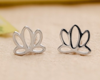 Sterling Silver Lotus Flower Stud Earrings: Yoga Jewelry Gift